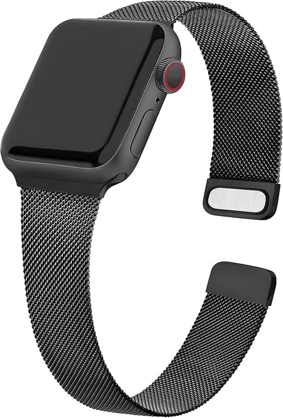 URREM TIL APPLE WATCH 1/2/3/4/5/6/7/8/9/SE 38/40/41mm SORT STÅL