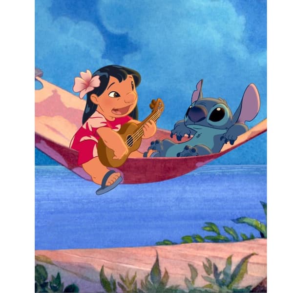 Maalaus numeroiden mukaan Lilo ja Stitch riippumatossa 40x50 cm