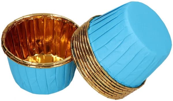 Muffinsformar Cupcake blå guld 50 st