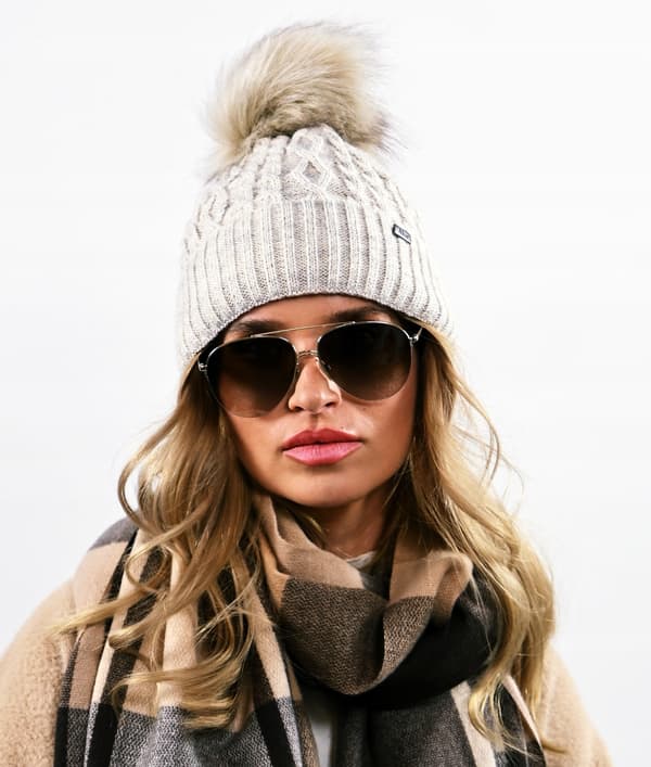 Damvintermössa med pompom i fleece varm julemössa