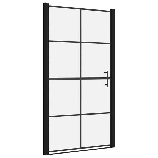 vidaXL brusedør, hærdet glas, 100x178 cm, sort