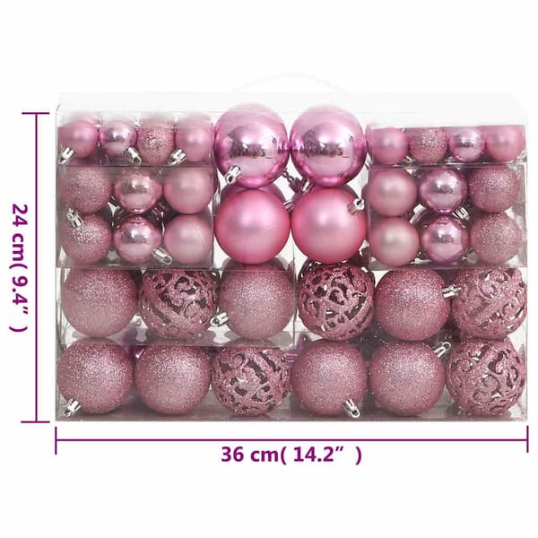 vidaXL 111-delars julgranskulor, rosa, polystyren