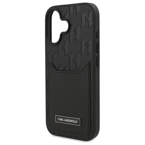 Karl Lagerfeld Cardslots Monogram - iPhone 16 -kotelo (musta)
