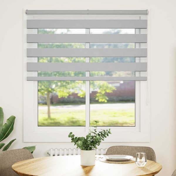 vidaXL Zebrarullgardin, ljusgrå, tygbredd 120,9 cm, polyester