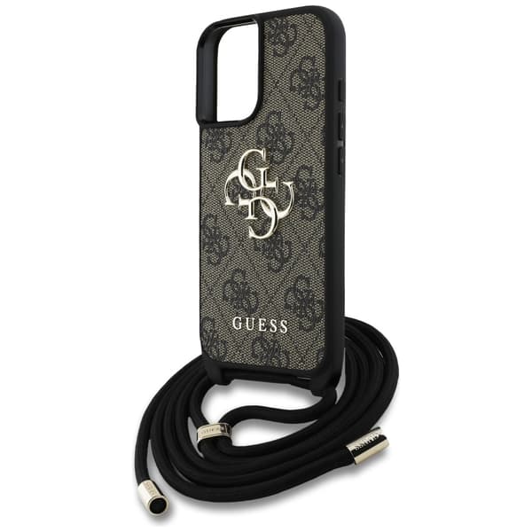 Guess 4G Stort Logo Snorrem Crossbody-etui til iPhone 16 Plus Brun