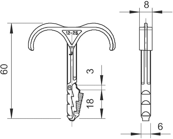 DUBBELRÖR- OCH KABELHÅLLARE 12–25 DELAR - E713AA-004SZ