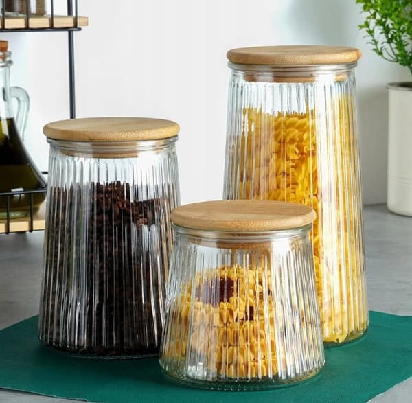 Glasbehållare för förvaring 1,4L med bambulock