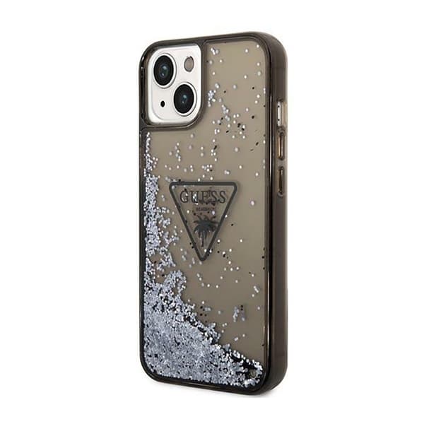 Guess Liquid Glitter Triangle Logo Cover - iPhone 14 Plus Cover (Sort)