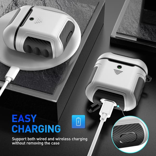 HÅRDT SILIKONEETUIS TIL AIRPODS 1/2 SØLV SORT