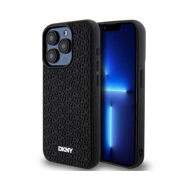 DKNY 3D Rubber Repeat Pattern - iPhone 15 Pro-skal (svart)