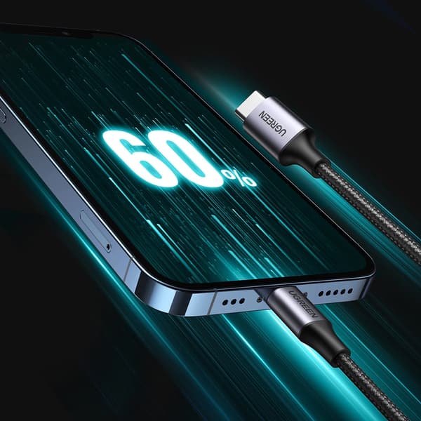 Ugreen US304 60759 Lightning - USB-C 2.0 MFi-kaapeli 1 m - Harmaa