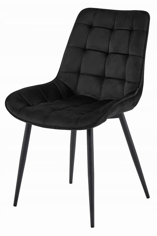 BERA stol - svart sammet / svarta ben x 1