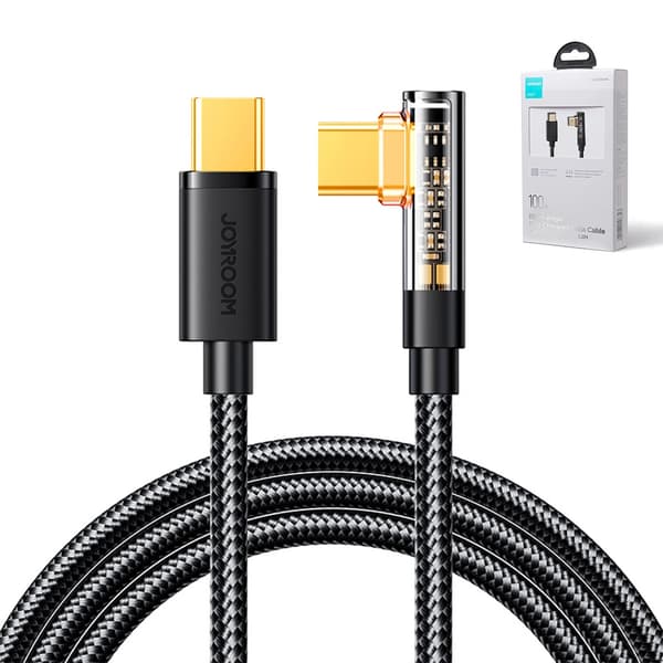Joyroom Gaming Kabel S-CC100A6 USB-C (vinklet) / USB-C (lige) 100W 1,2m - sort