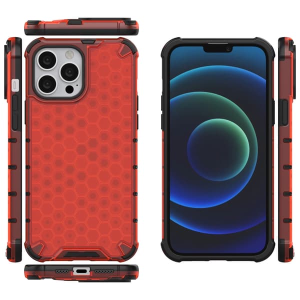 Honeycomb Armored Case med Gelram iPhone 13 Pro Max Röd