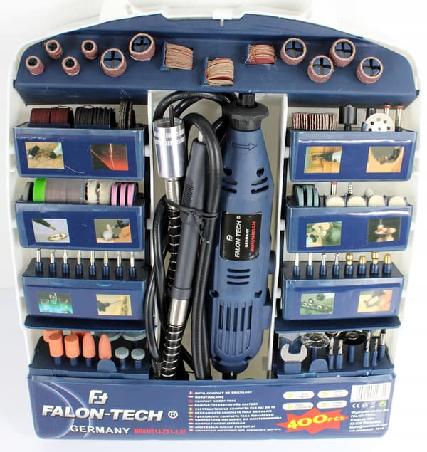 Falon-Tech minislipemaskine 270W + flexibel aksel + 400 tilbehør