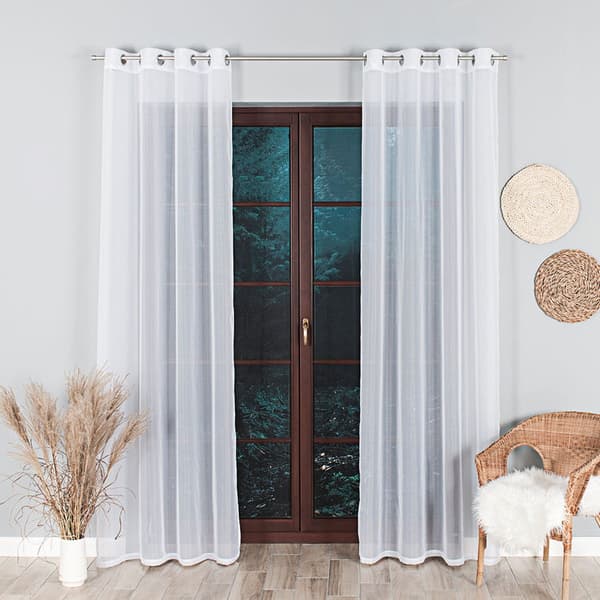 Balkonggardin Voile med Öljetter 140x230 Basic Slät Vit