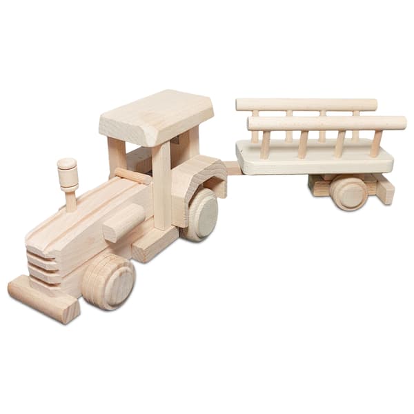 Trätraktor med släp Bil Leksak Eko