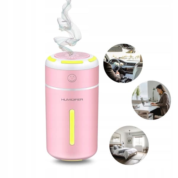 USB-uppladdningsbar luftfuktare, doftoljediffusor, rosa
