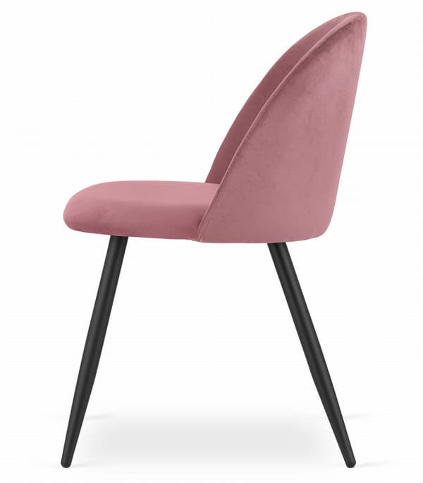 BELLO stol - mörkrosa sammet / svarta ben x 1