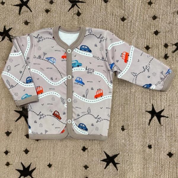 Drenge kaftan 68 langærmet skjorte med knapper og biler
