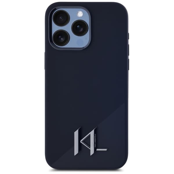 Karl Lagerfeld Silikone Shadow Metal Initial MagSafe-etui til iPhone 15 Pro, sort