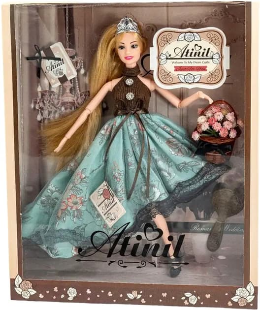 Prinsessan Anbibi docka med krona och blommor extra långt hår