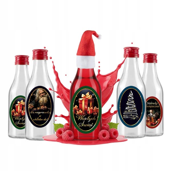 5x MONOPOL jullikörflaskor 50ml presentetikett med kork