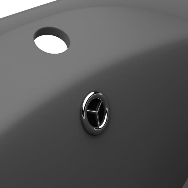 vidaXL oval håndvask med overløb matgrå 58,5x39 cm keramik