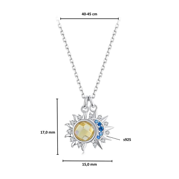 Kristallsol och måne silver justerbart halsband