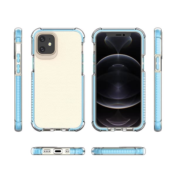 Spring Armor gel fleksibelt pansret cover med farverig ramme til iPhone 12 mini blå