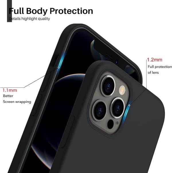 FODRAL TILL APPLE IPHONE 12/12 PRO SVART SILIKONBAKSIDA
