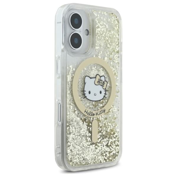 Hello Kitty Liquid Glitter Fever MagSafe - iPhone 16-skal (vitt / guld)