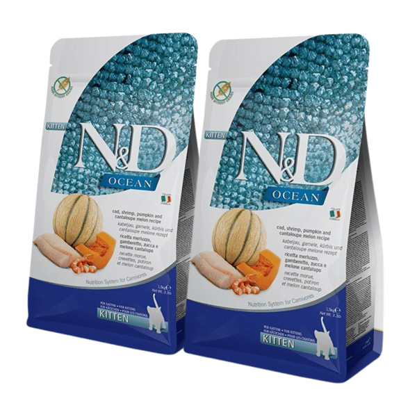 Farmina N&D Ocean Cod tørfoder til katte, rejer, 2 x 1,5 kg