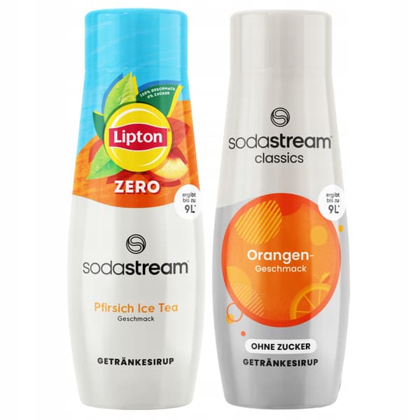 Lipton isté Persika Zero sockerfri SodaStream sirap och Apelsin Zero 2x