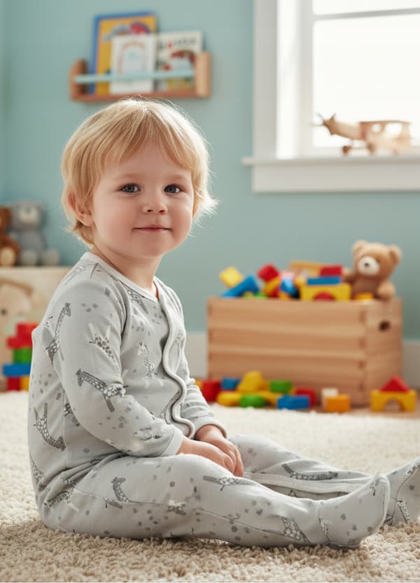 KLÄDER pyjamas med hel dragkedja 104 BARN GIRAFF
