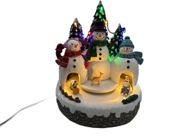 StarryLights Julspeldosa - Snögubbehus med LED-ljus