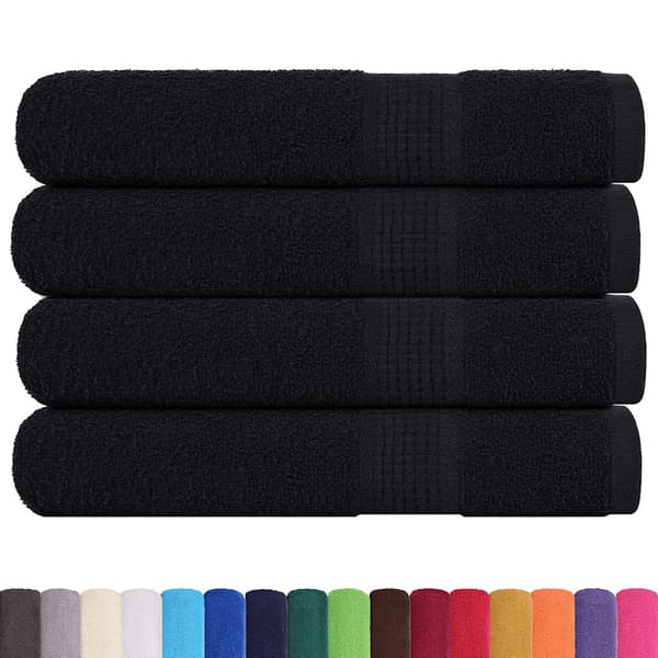 vidaXL Handdukar, 4 st, svarta, 100x200 cm, 100% bomull