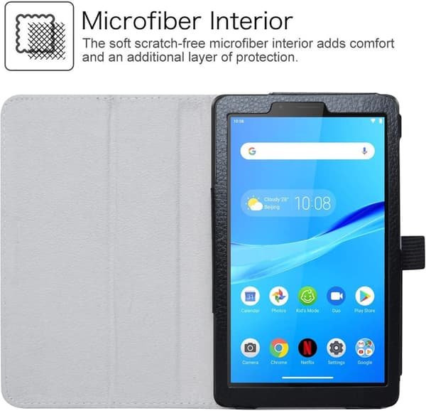 TABLET-ETUUR TIL LENOVO TAB M7 3. GENERATION PU-LÆDER SORT MED MØNSTER