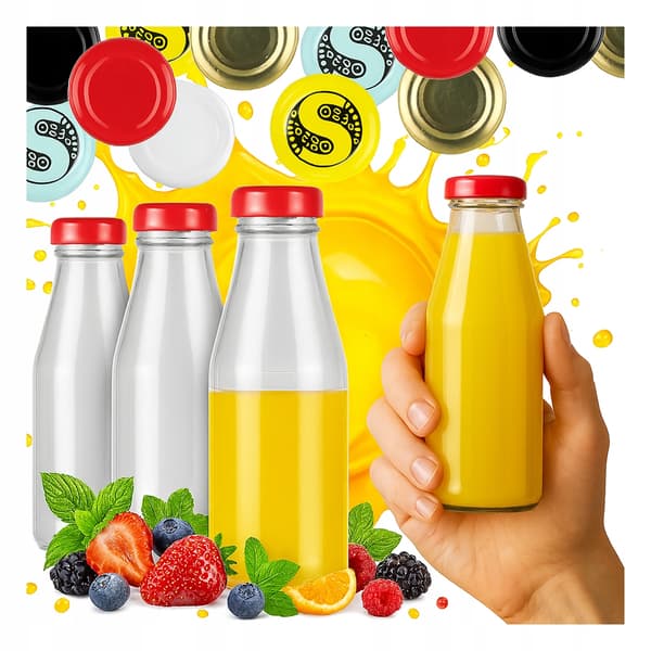 100x Juiceflaskor JUICE 200 ml GLASFLASKOR för juice med skruvkork 0,2 l