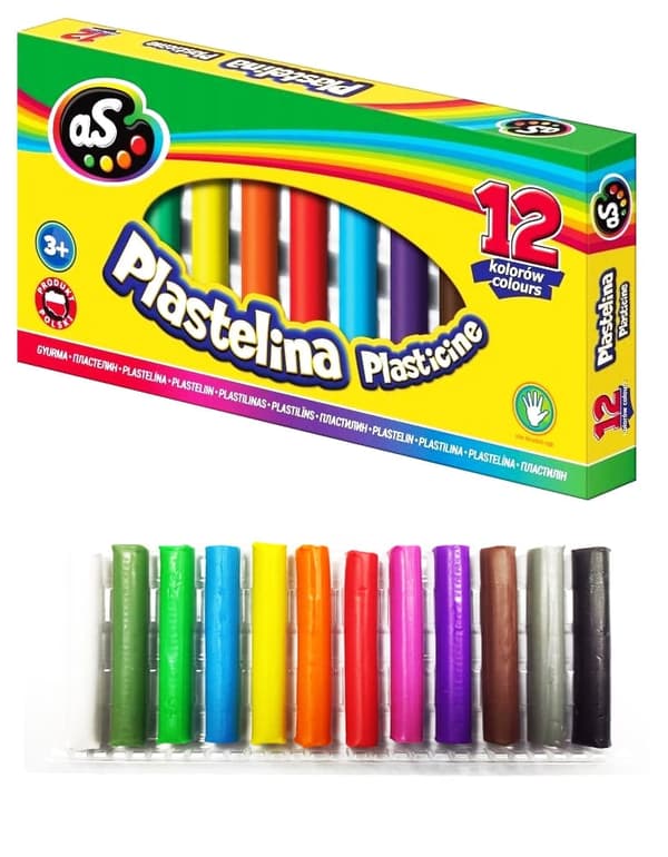Rund skoleplasticine, 12 farver