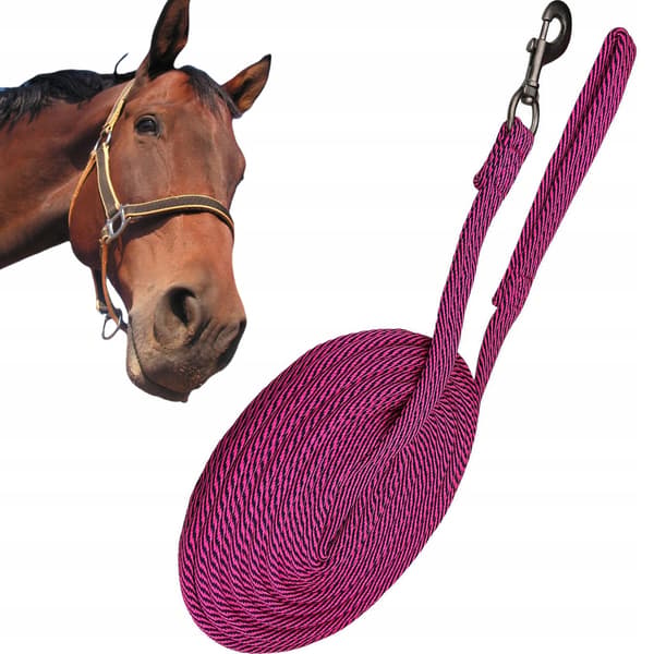 York STRIPE longeline til hest 7,5m PINK, arbejde med hest, lenetov