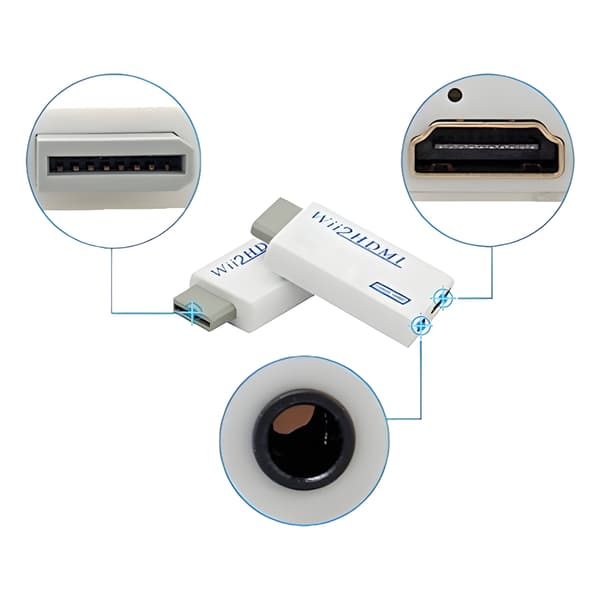 Adapter Wii Nintendo til HDMI med AUX lyd Konverter Multi Out
