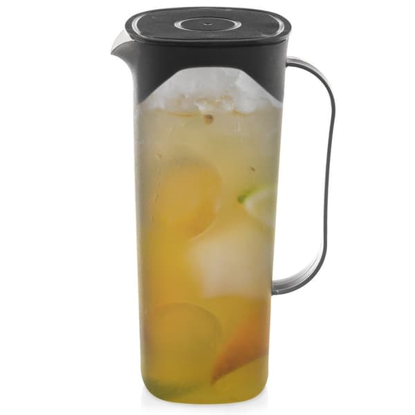 Plastkanna med lock svart 1,8 l