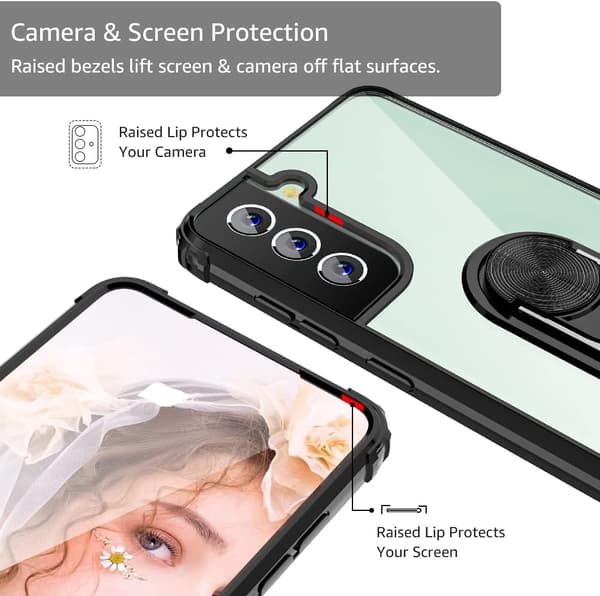 ETUI TIL SAMSUNG GALAXY S21 FE 5G MED MAGNET OG STATIV SORT RAMME