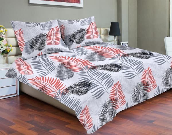 Satin Bäddset 160x200 EXKLUSIVT 45A Grå Röda Löv