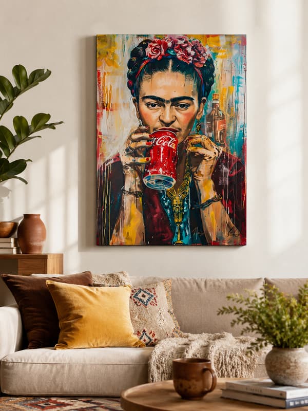 MALING EFTER TAL MED RAMME Billeder til maleri - Frida Coca-Cola 40x50 cm