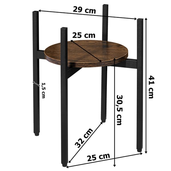 Torre Rustic -kukkateline loft-tyyliin 40 cm musta