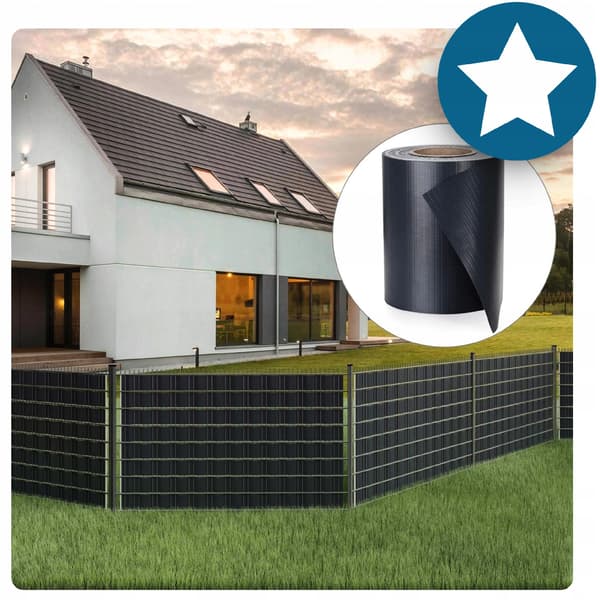 Stakettejp för paneler svart 19 cm x 35 m UV-skydd för staketpaneler