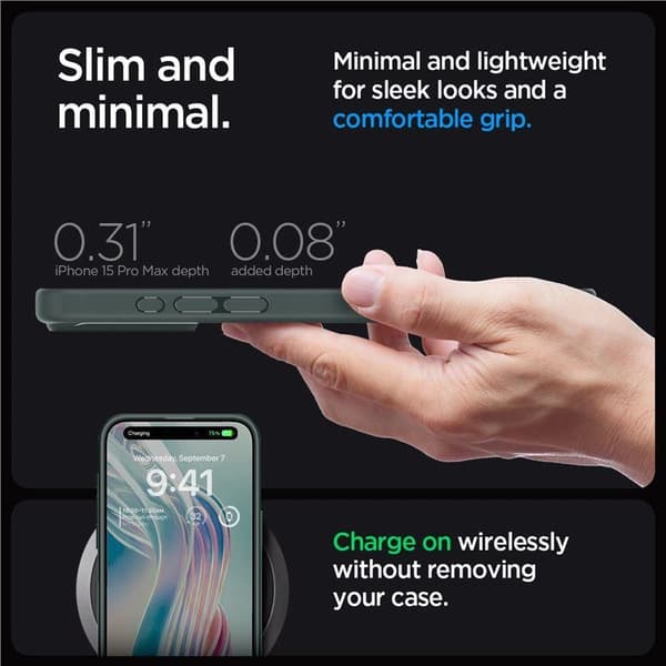Spigen Ultra Hybrid-cover til iPhone 15 Pro Max - Mørkegrøn
