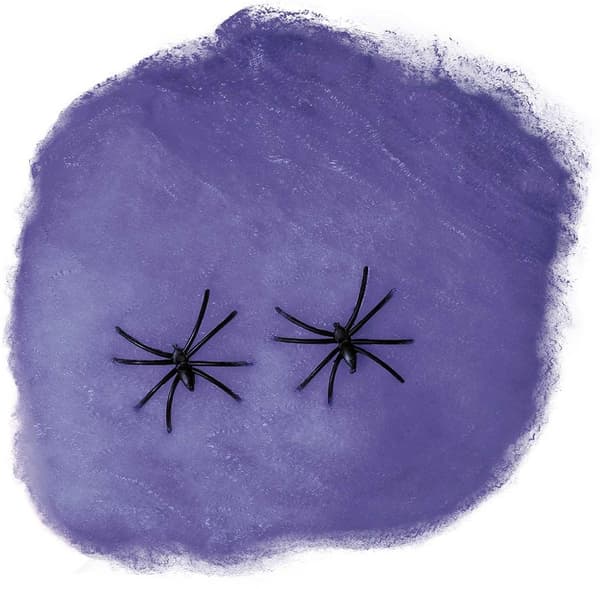 Kunstigt lilla edderkoppespind + 4 edderkopper 60g